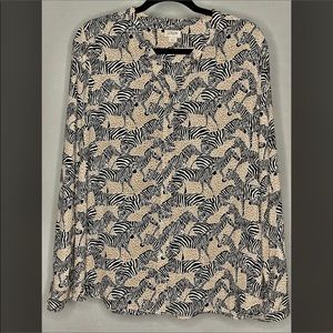 ✨J. Crew✨🦓 Zebra Blouse size Large! Worn once!